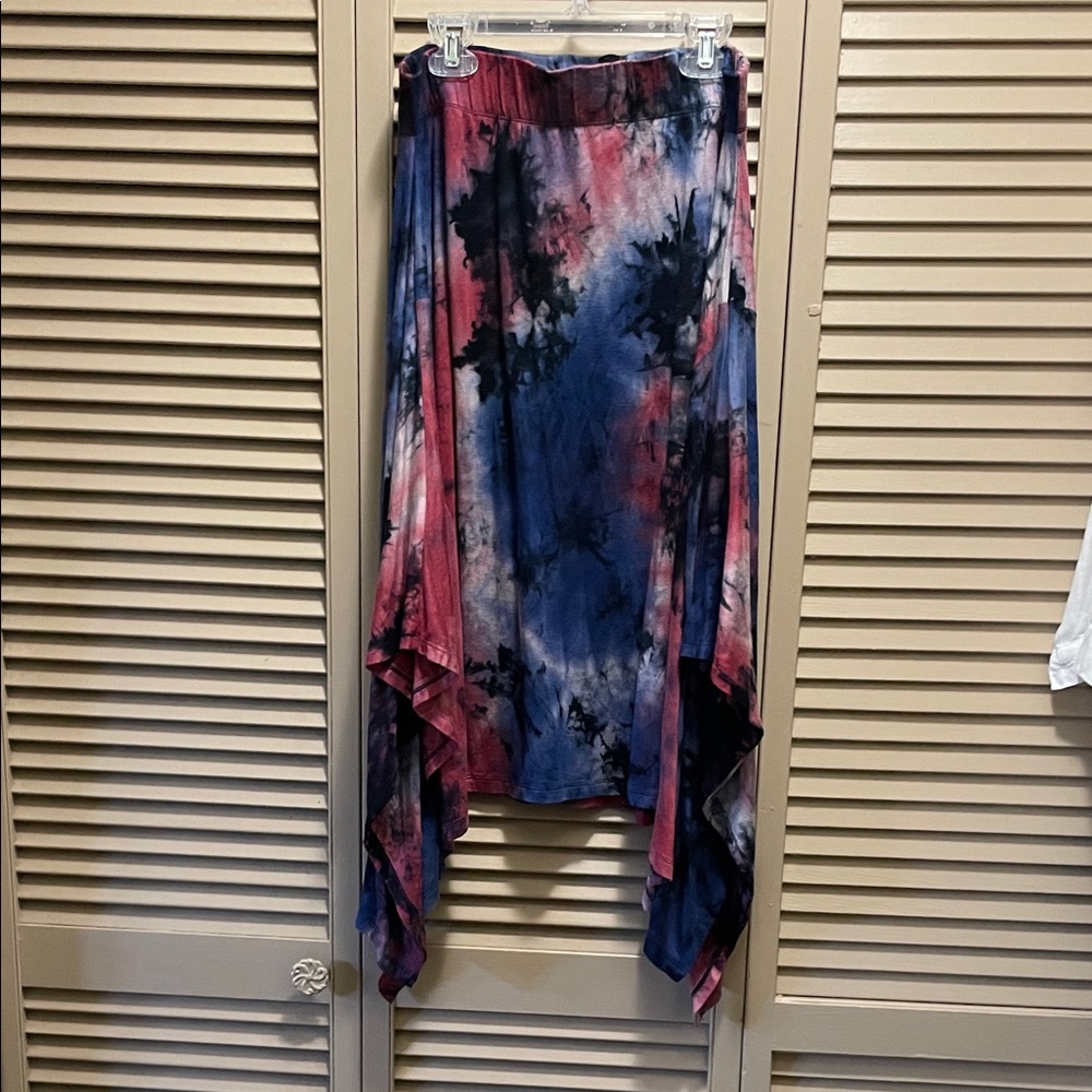 Women’s Asymmetrical Tie-Dye Skirt in Blue & Pink